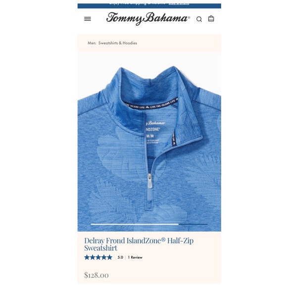 NWT TOMMY BAHAMA Delray Frond IslandZone Half-Zip Sweatshirt - Picture 4 of 7